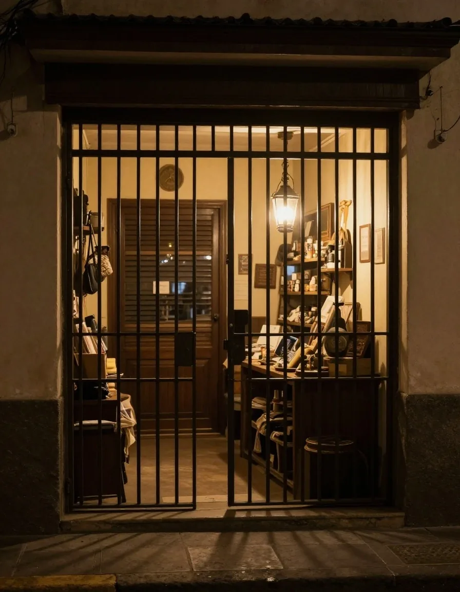 Detalle de cerradura de reja y persiana