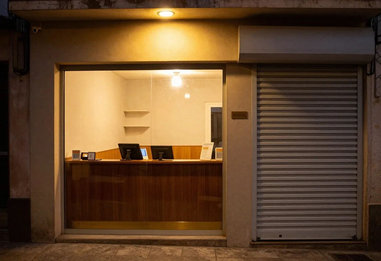 Cajero dentro del local con fijación al piso