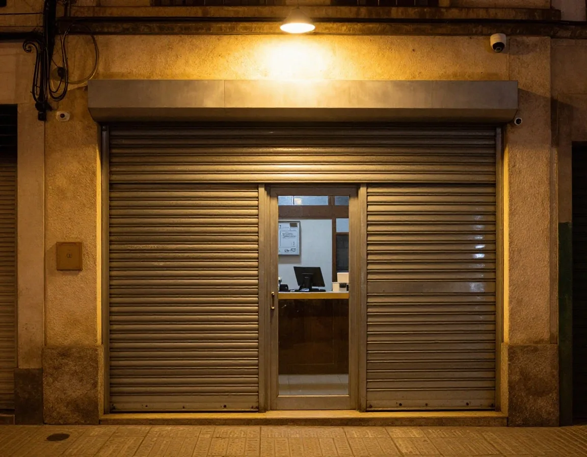 Interior de local con caja, cámara y sensor