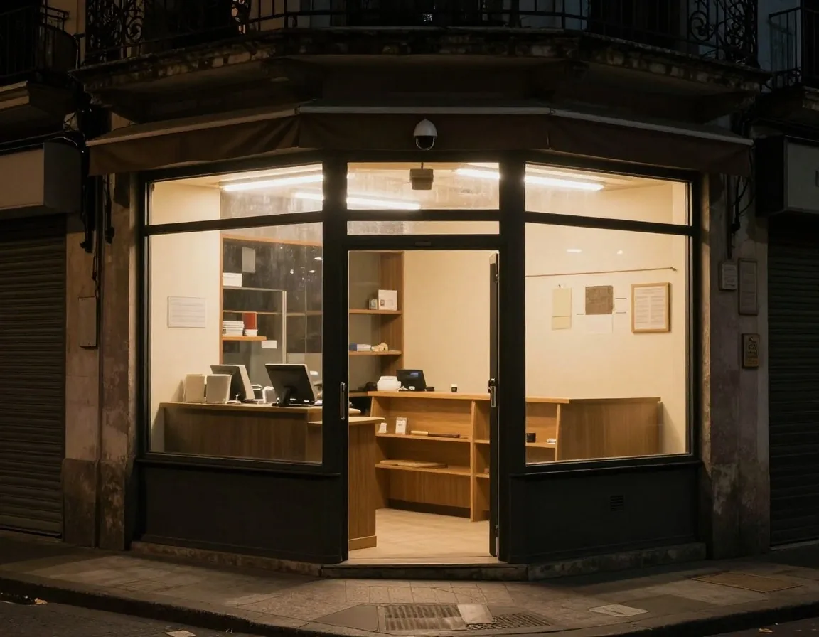 Sensor de apertura instalado en marco de puerta de local